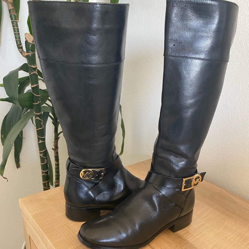 MICHAEL Michael Kors Knee High Leather Boots - Black/7M